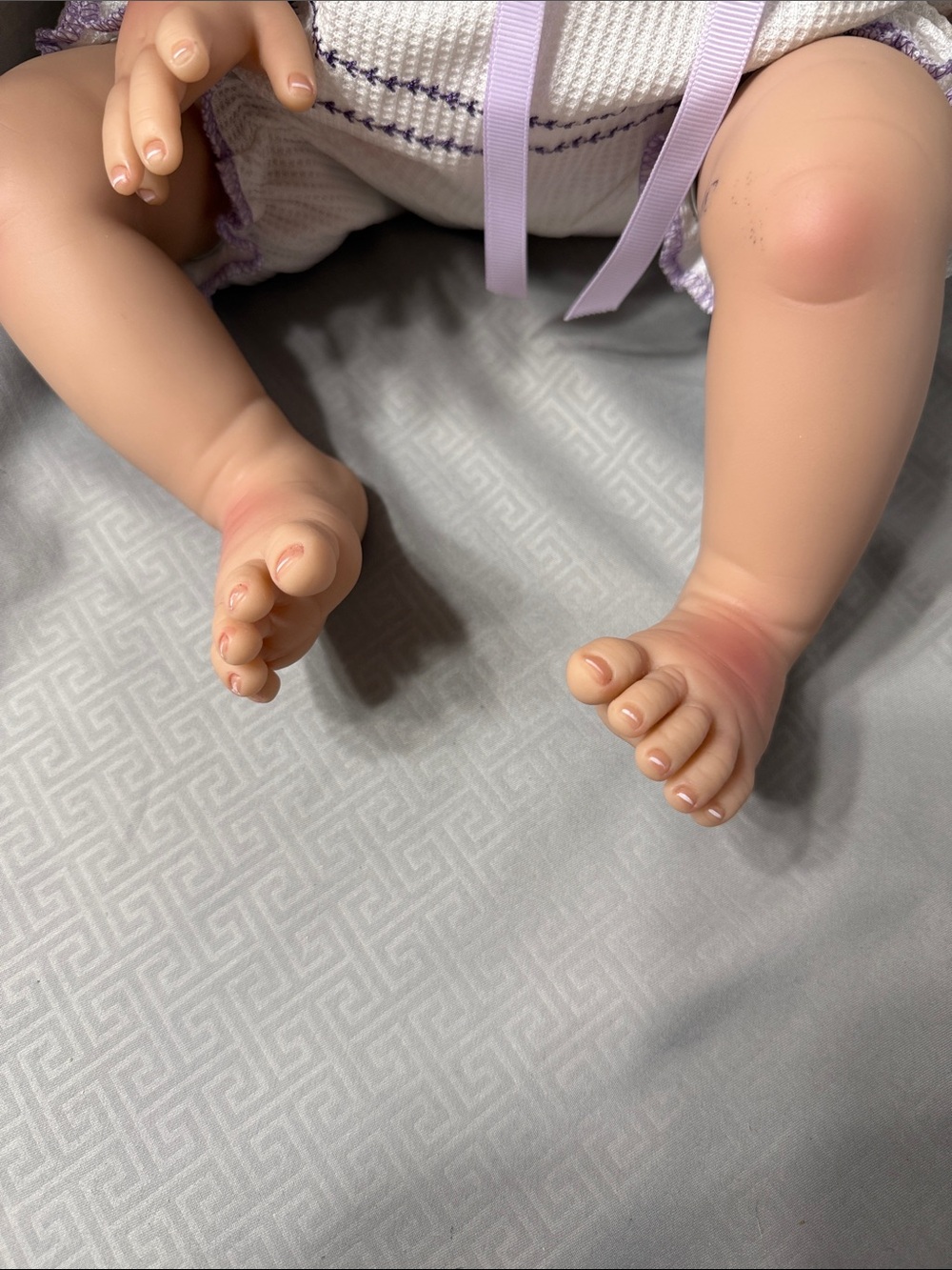 Aori Reborn Lifelike Baby Girl Doll in Lavender Embroidered Outfit Soft Body - Picture 4 of 10